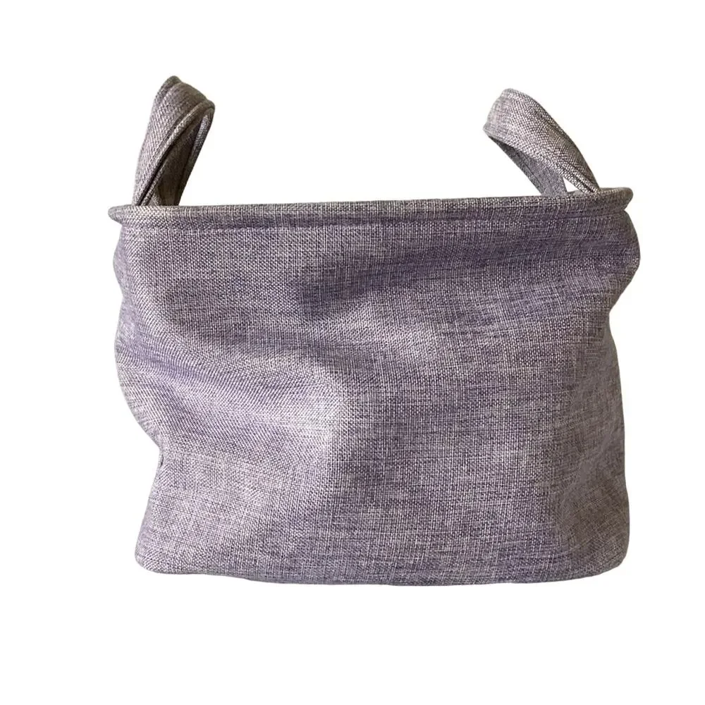 Lavender cloth basket with floral accents